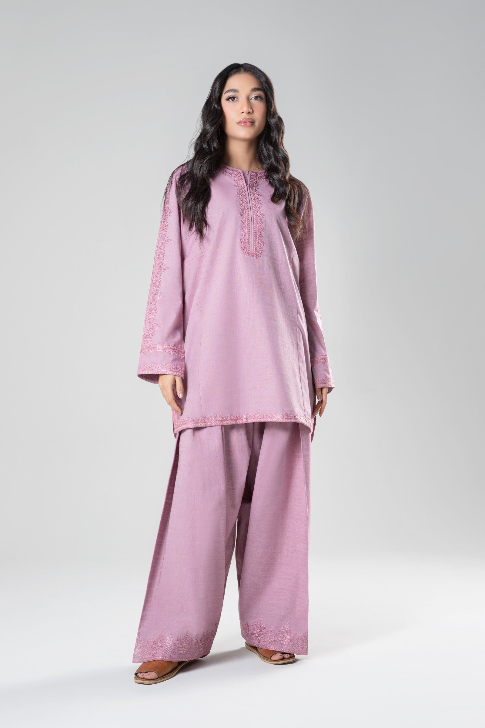 2 Pc Embroidered Yarn Dyed Suit