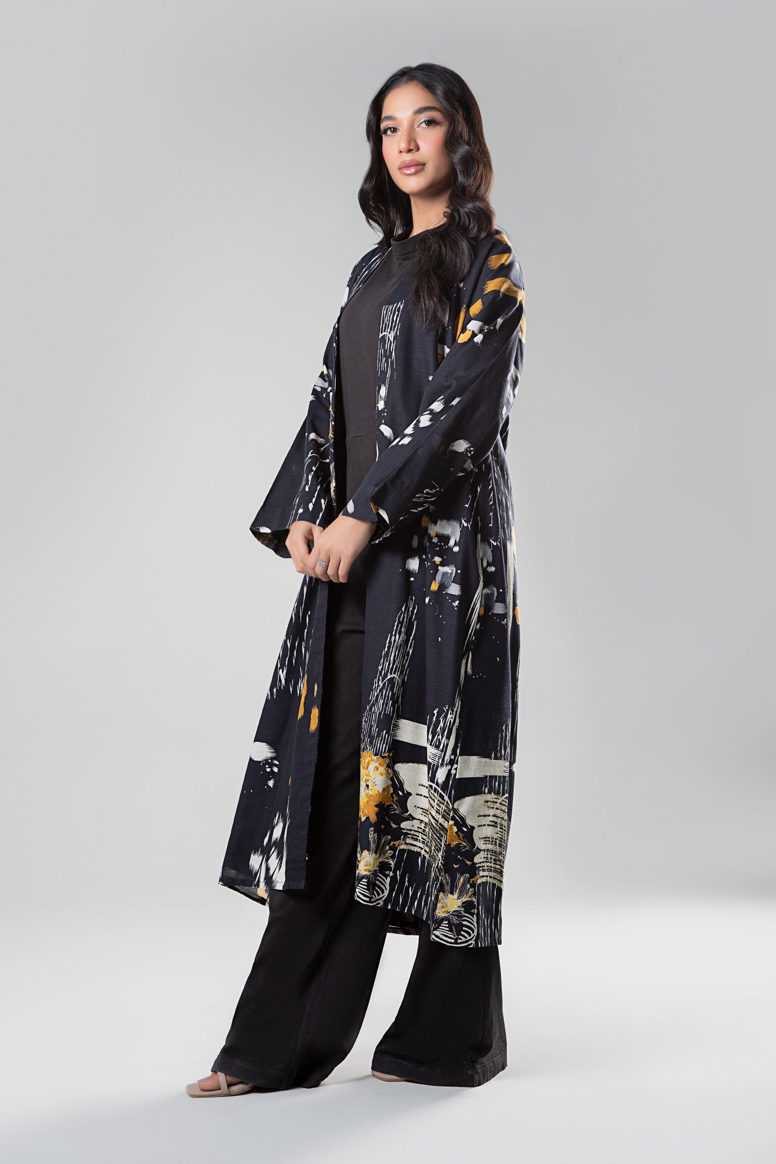 Printed Khaddar Kimono Jacket