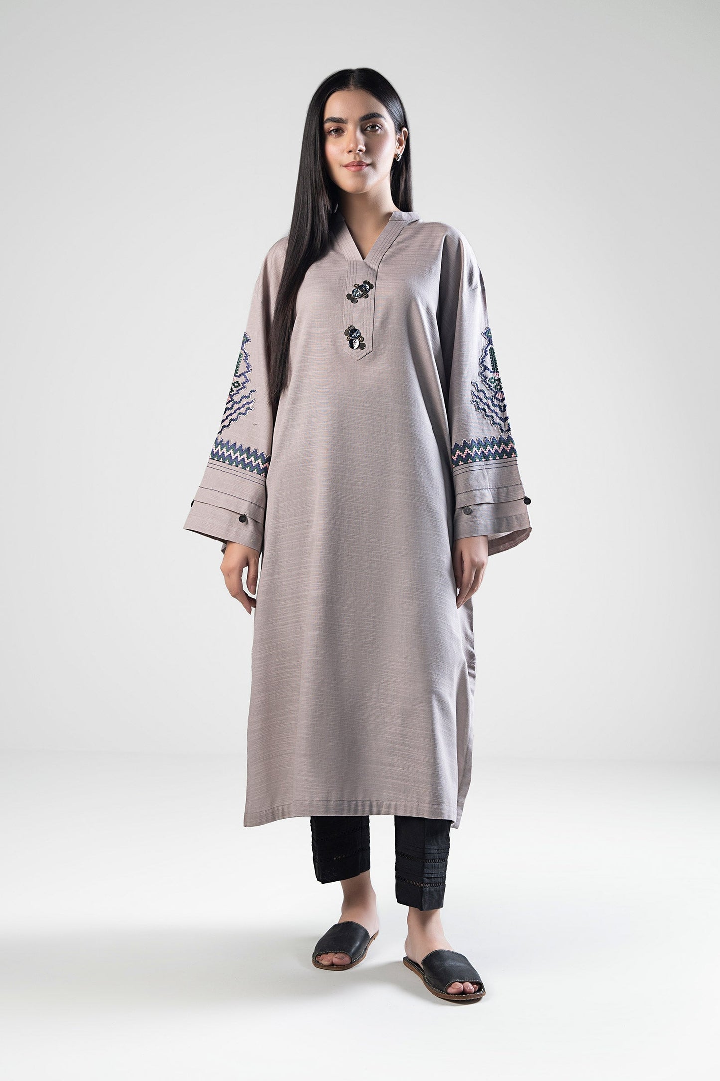 Embroidered Khaddar Shirt