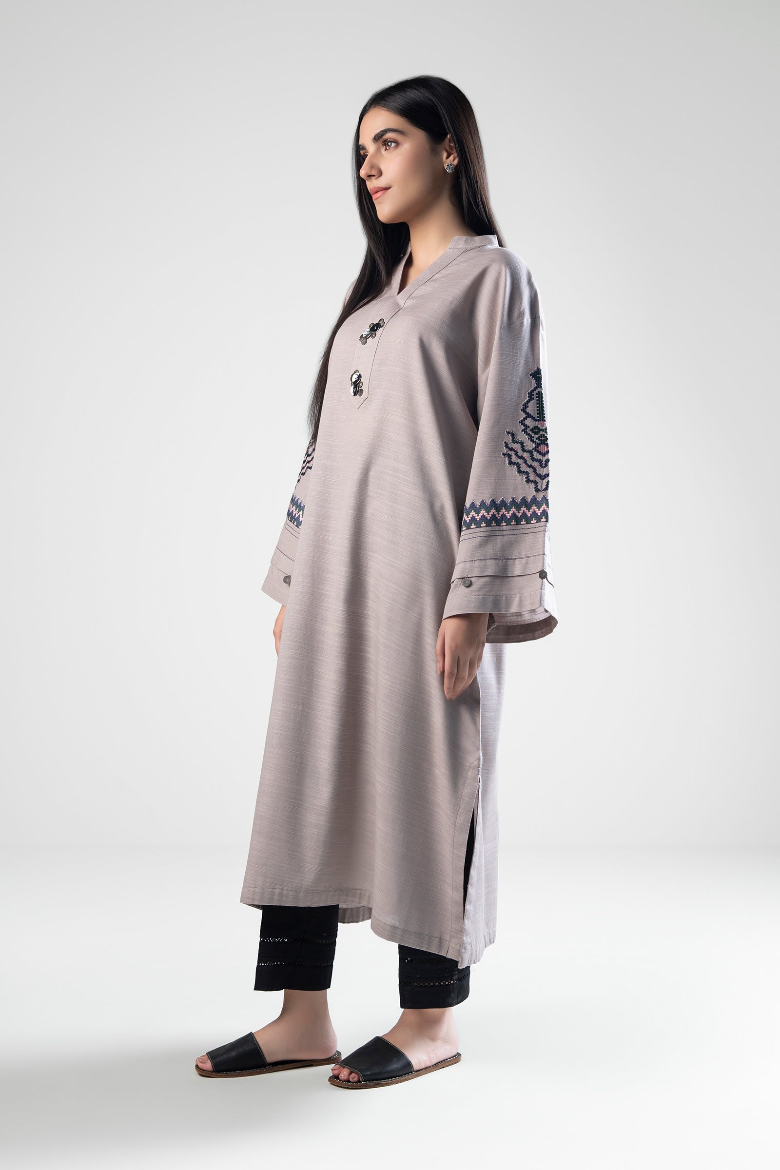 Embroidered Khaddar Shirt