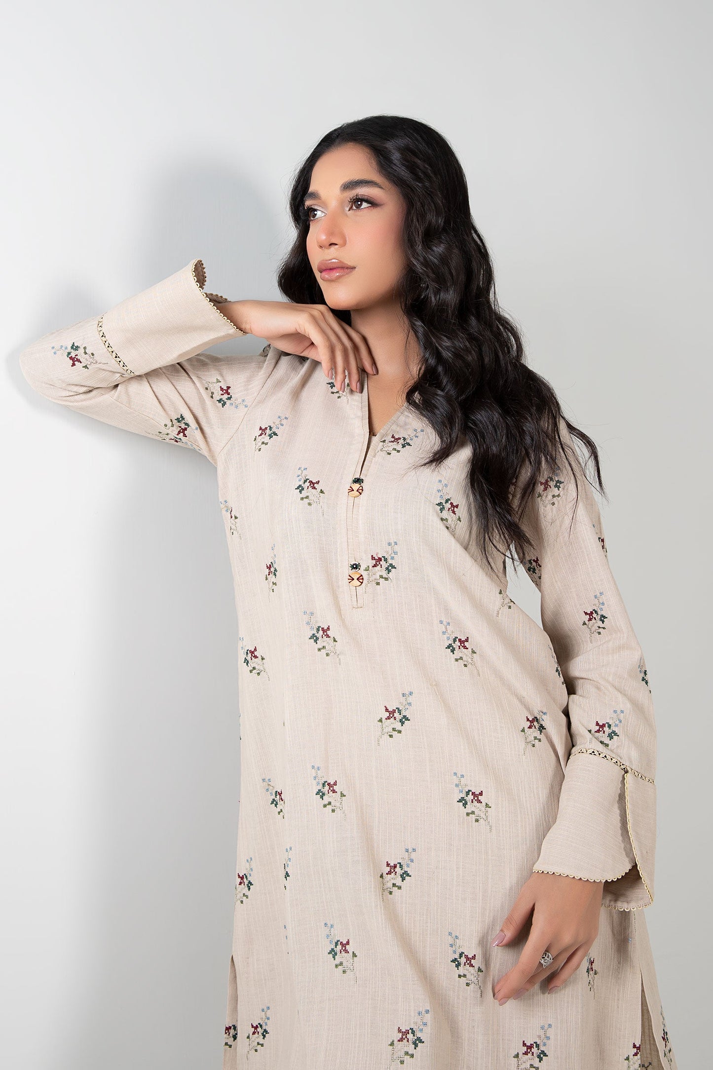 3 Pc Embroidered Khaddar Suit