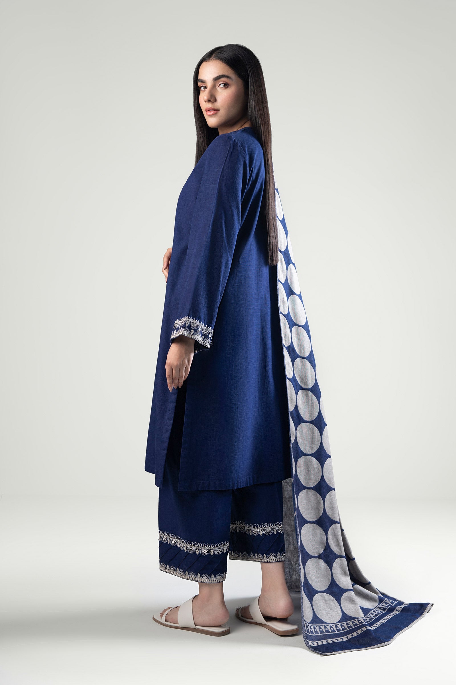 3 Pc Embroidered Khaddar Suit