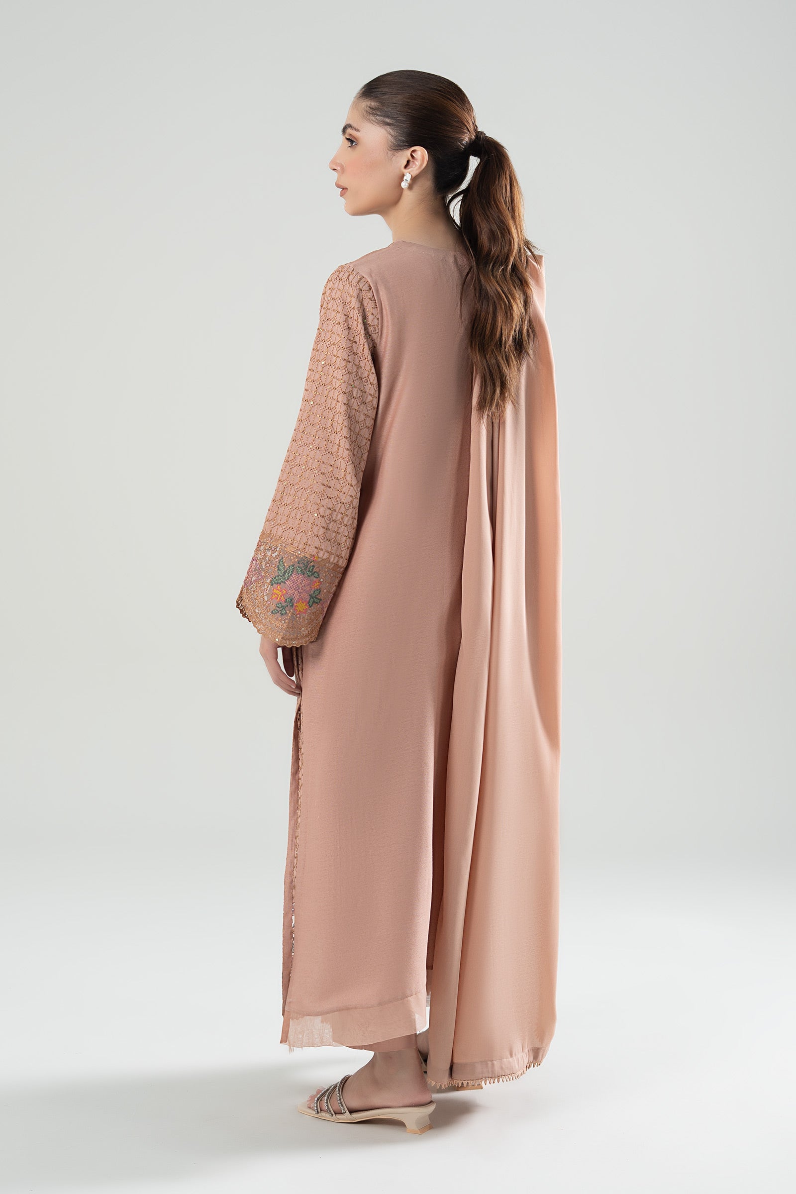 3 Pc Embroidered Karandi Suit