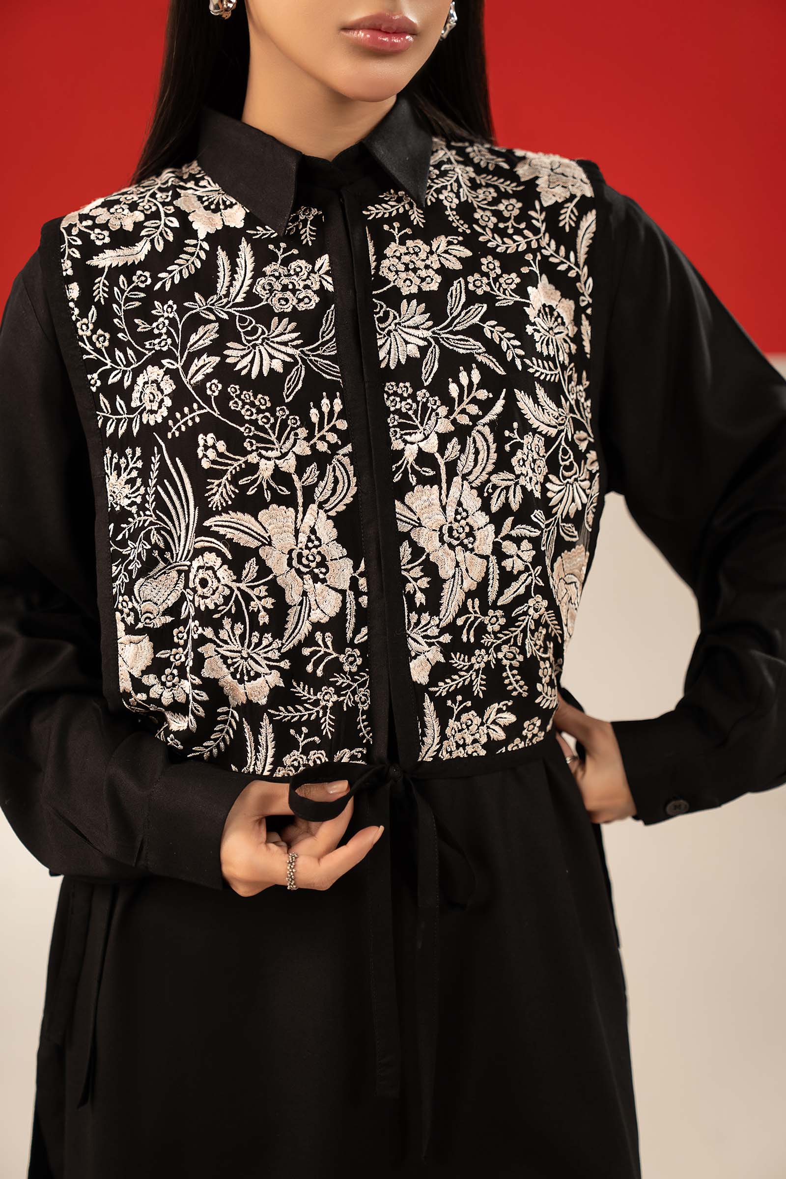 2 Pc Embroidered Linen Suit