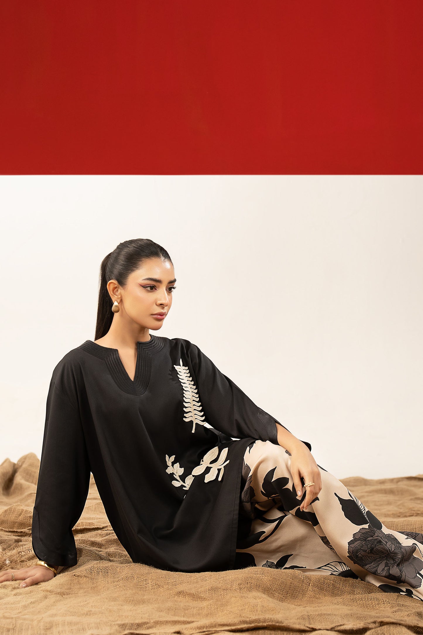 2 Pc Embroidered Twill Suit
