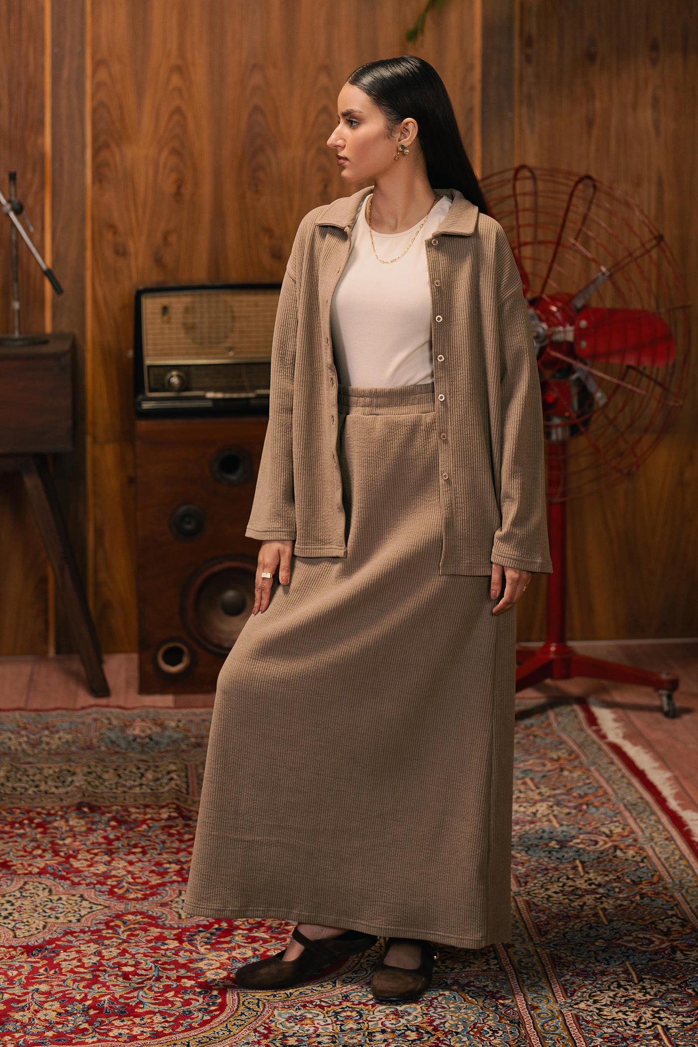 Ribbed Maxi Skirt Set