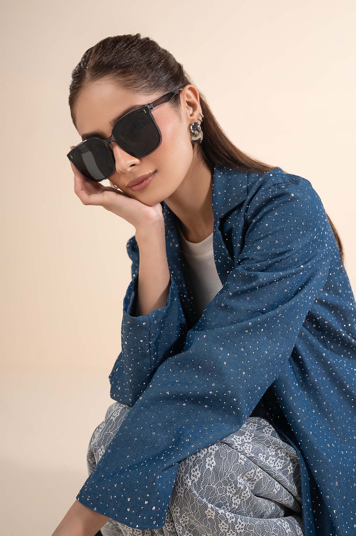 Embellished Denim Blazer