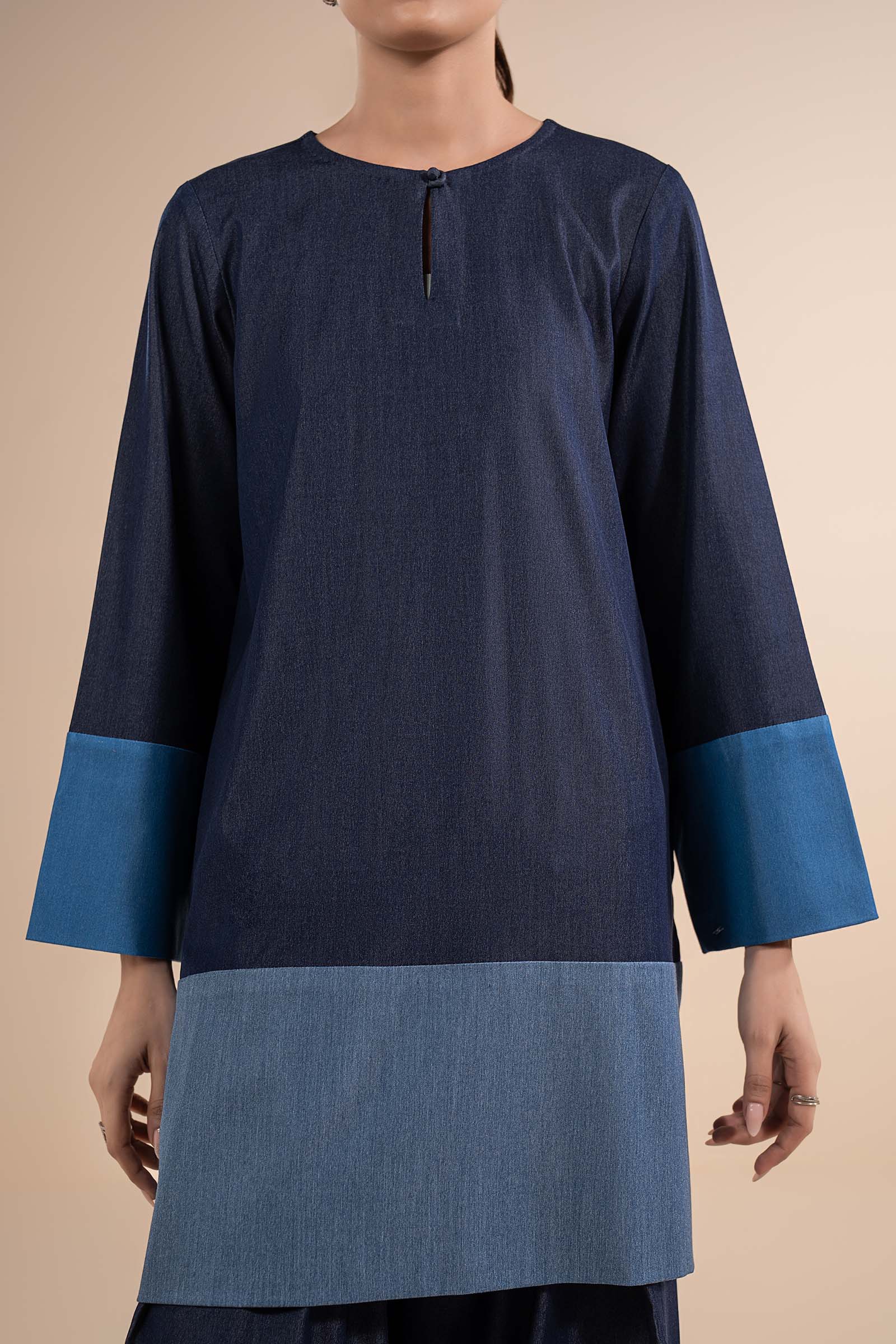 2 Pc Embroidered Tencel Denim Suit