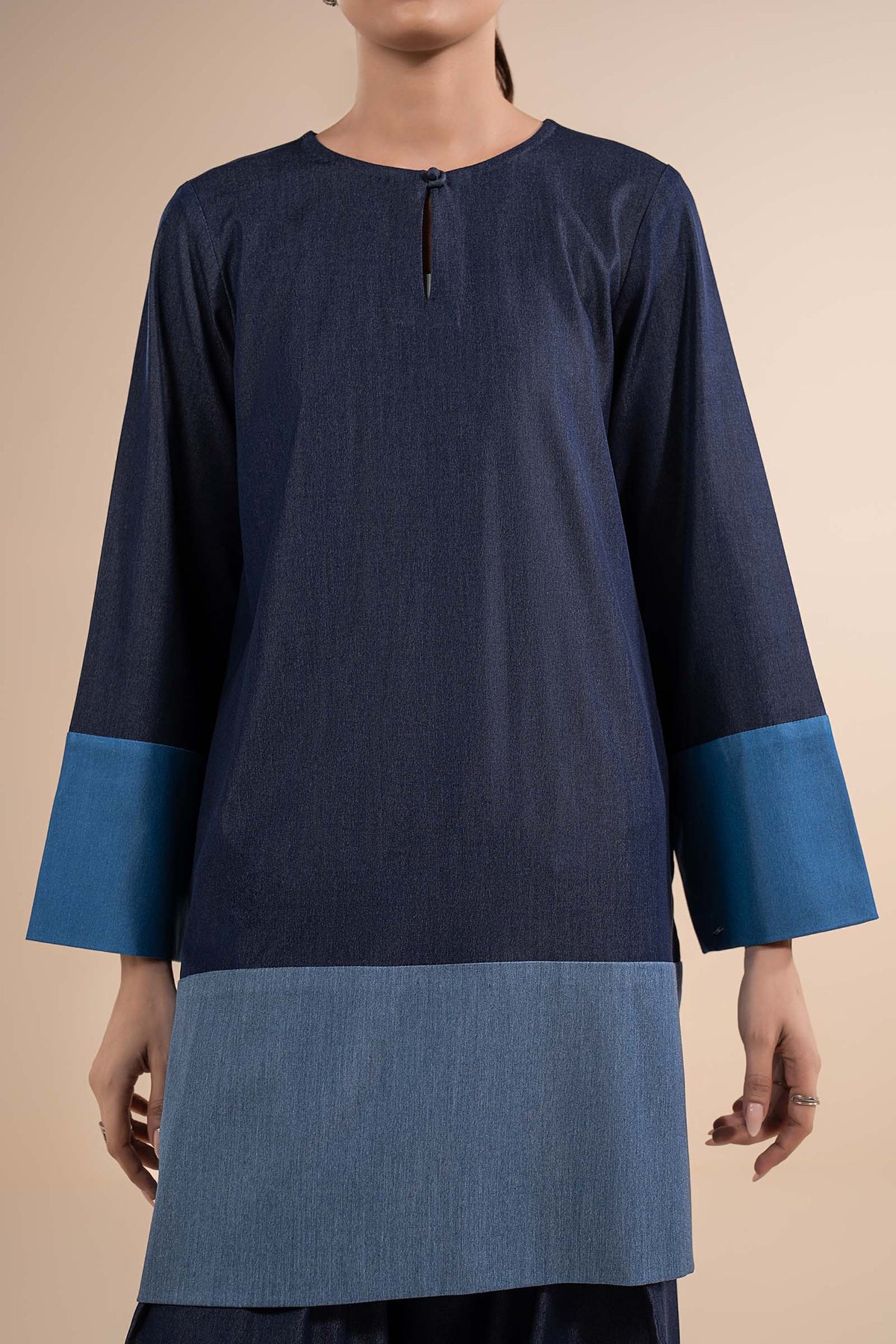 2 Pc Embroidered Tencel Denim Suit