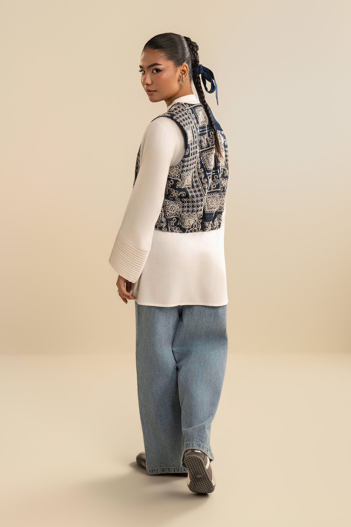 Embroidered Denim Waistcoat