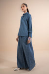 2 Pc Embellished Denim Suit
