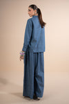2 Pc Embellished Denim Suit