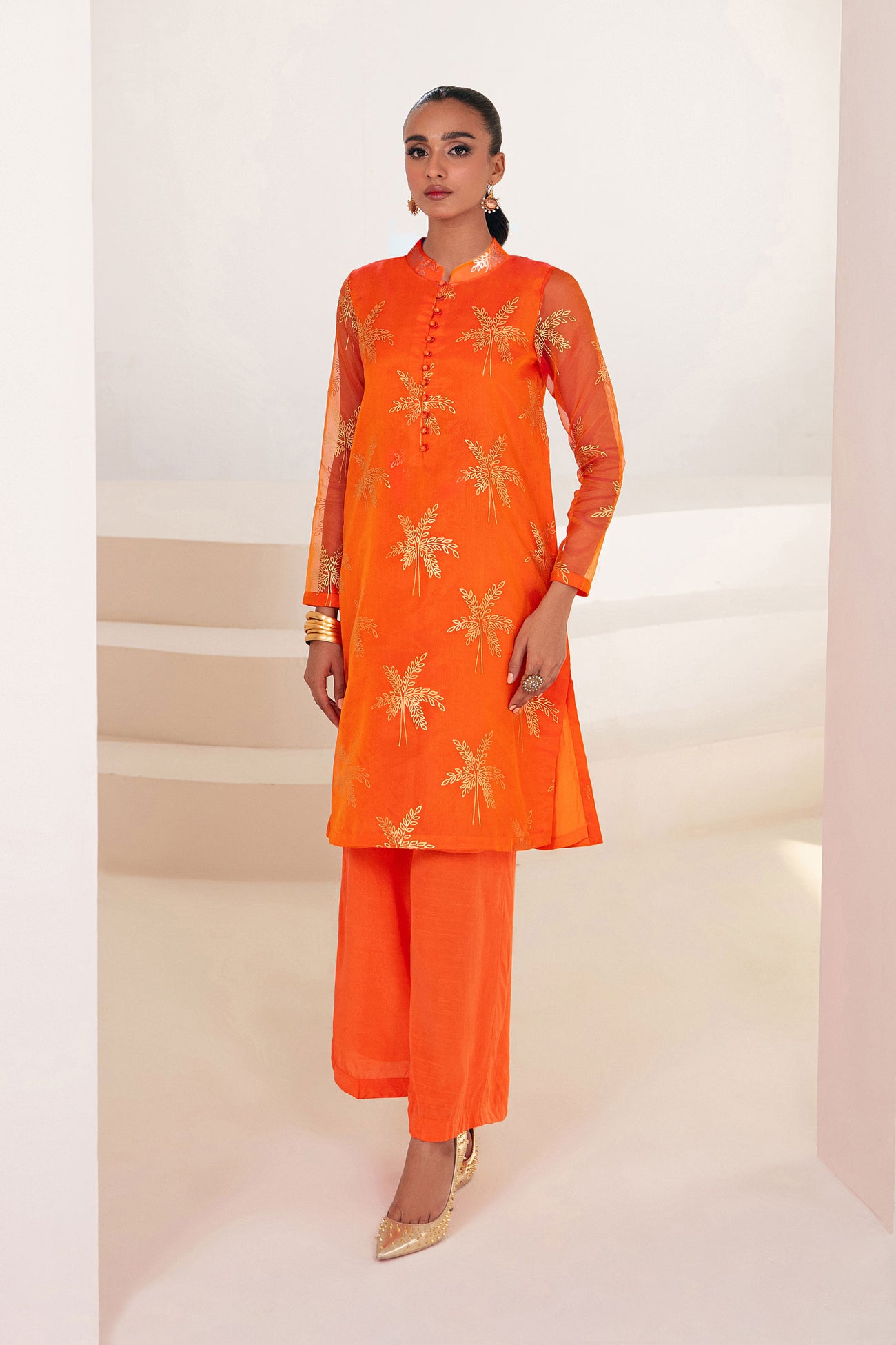 2 Pc Printed Organza Suit