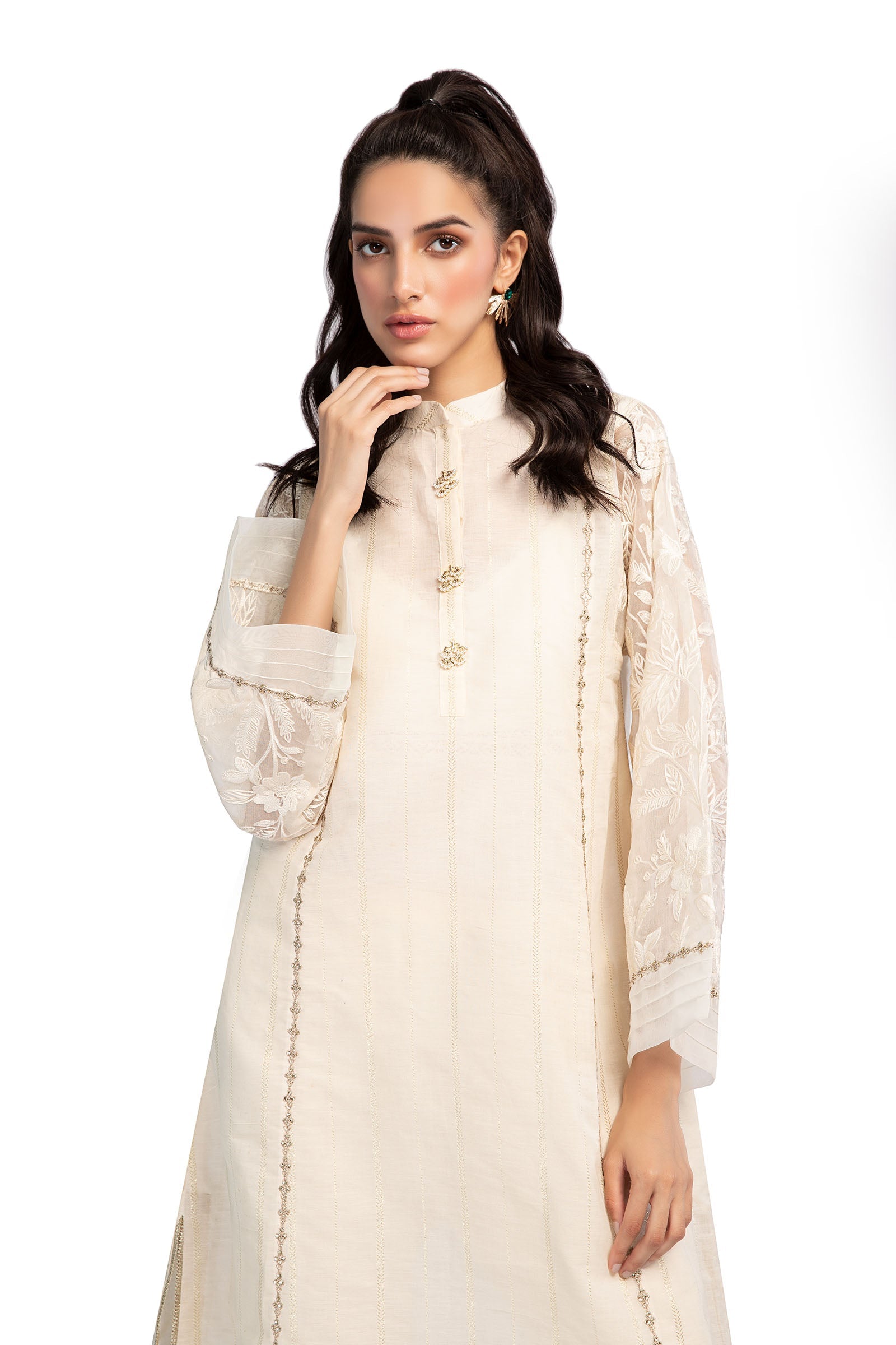 2 Pc Embroidered Raw Silk Suit