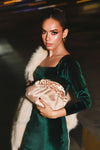 Ruched Pearl Clutch