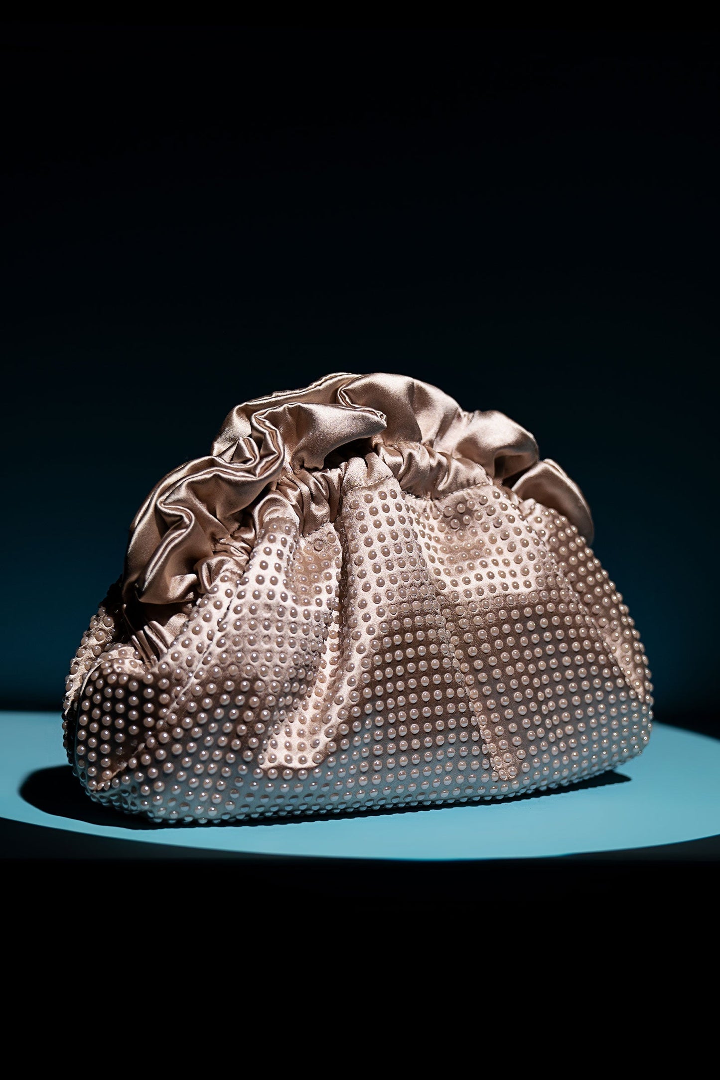 Ruched Pearl Clutch