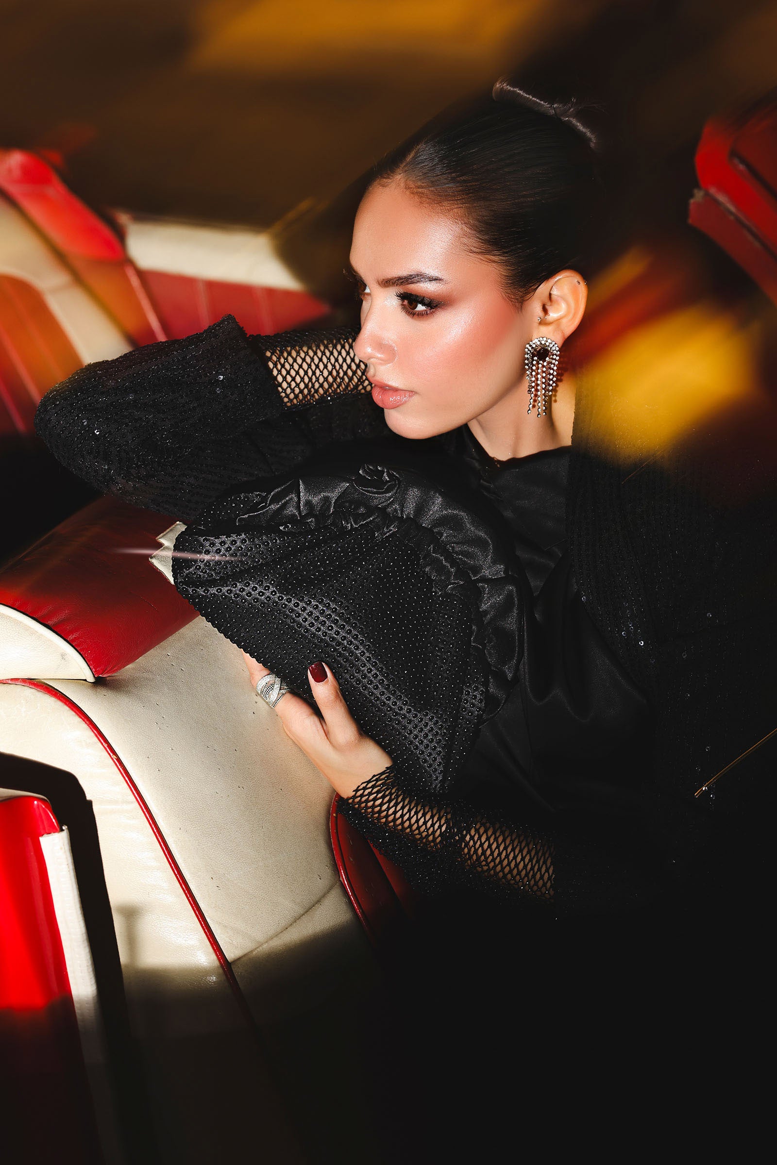 Ruched Pearl Clutch