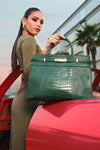 Belted Croc Tote