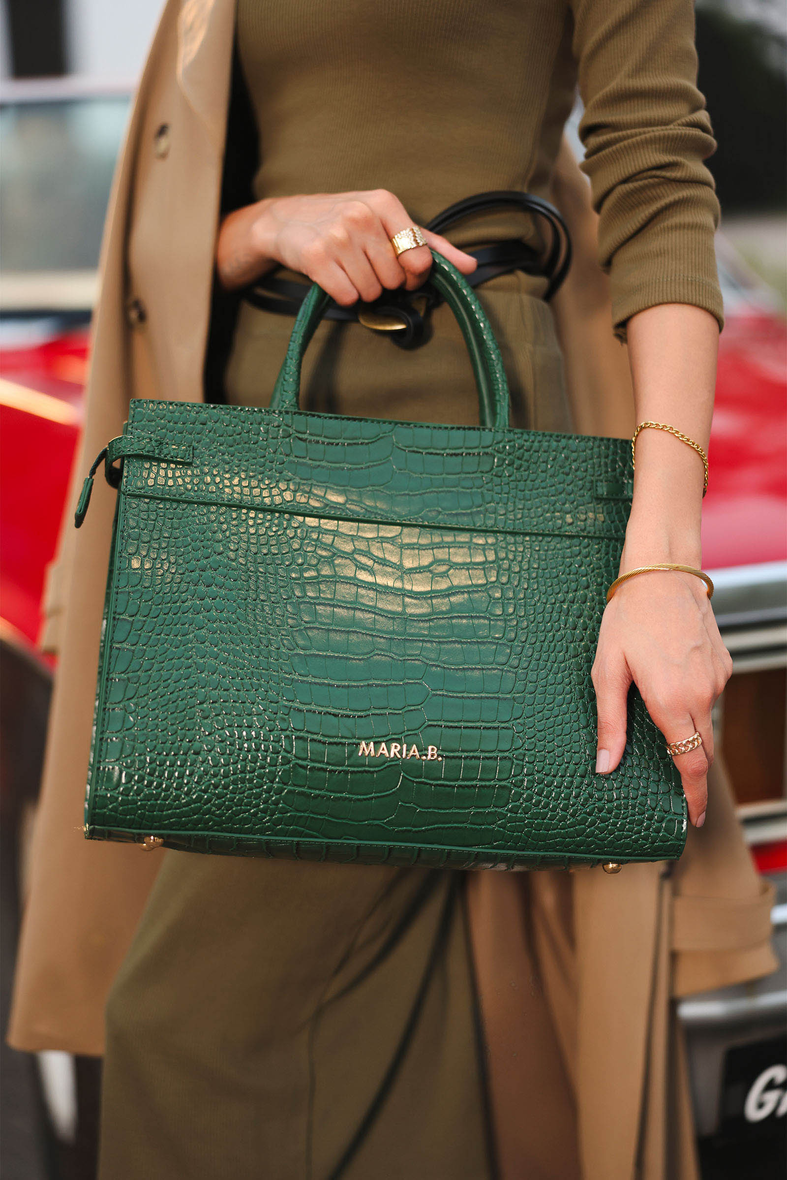 Belted Croc Tote