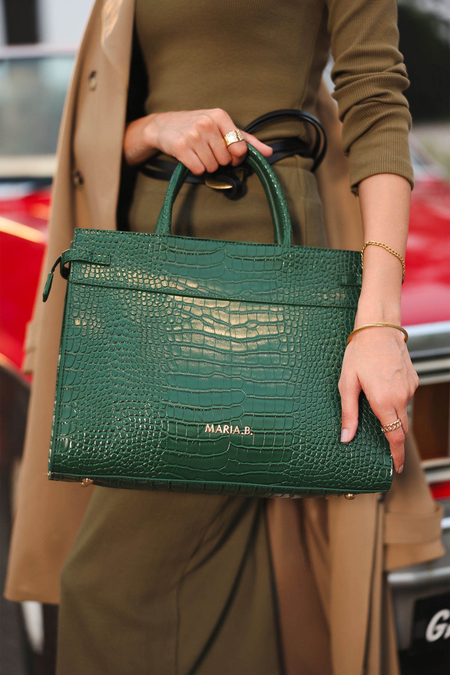 Belted Croc Tote