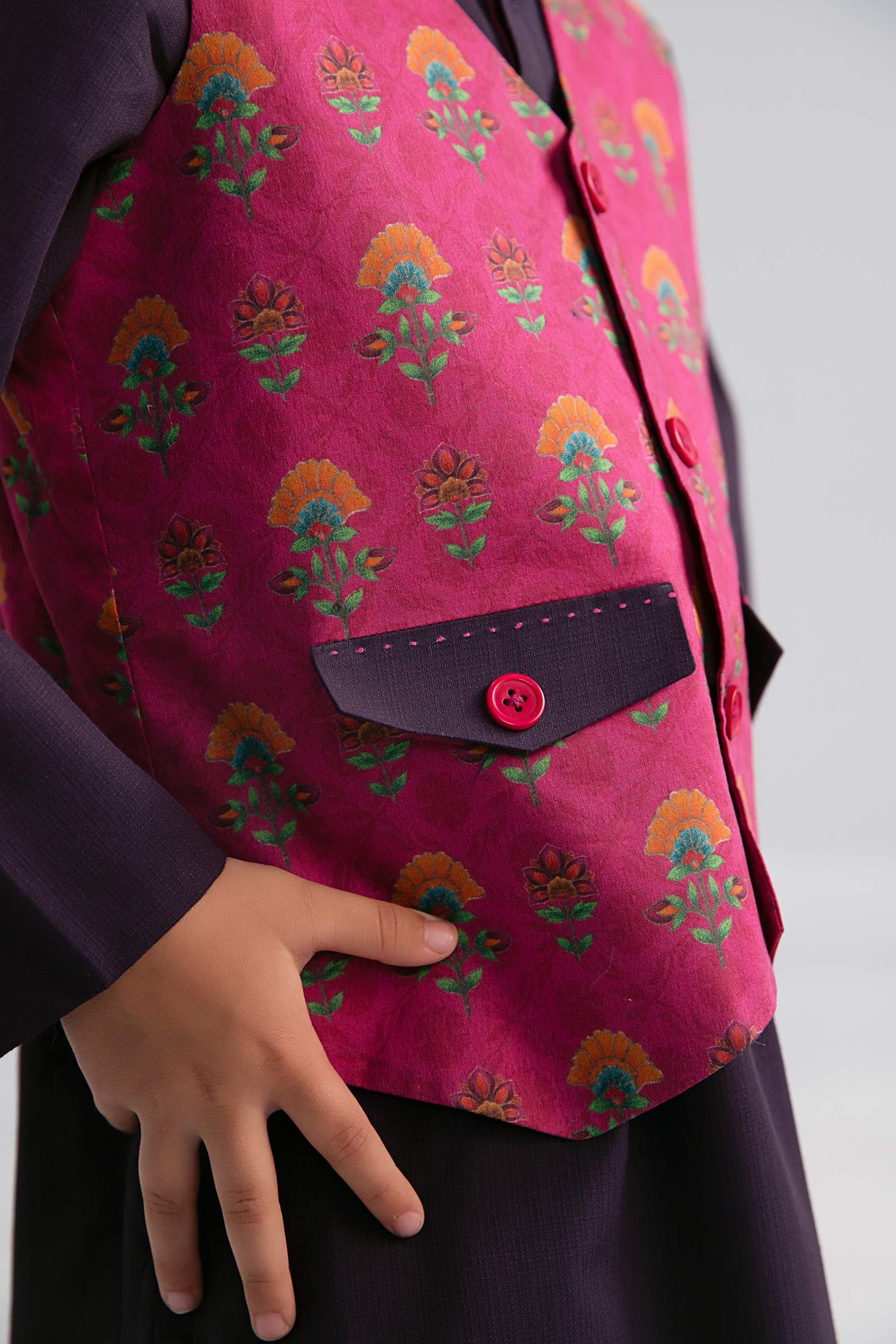 3 Piece Printed Blended Suit | MBI-3P25-03