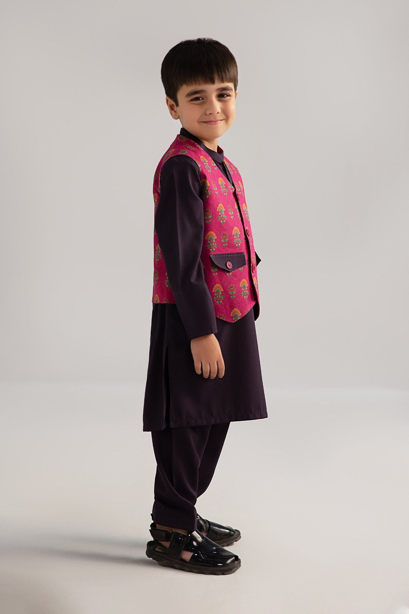3 Piece Printed Blended Suit | MBI-3P25-03