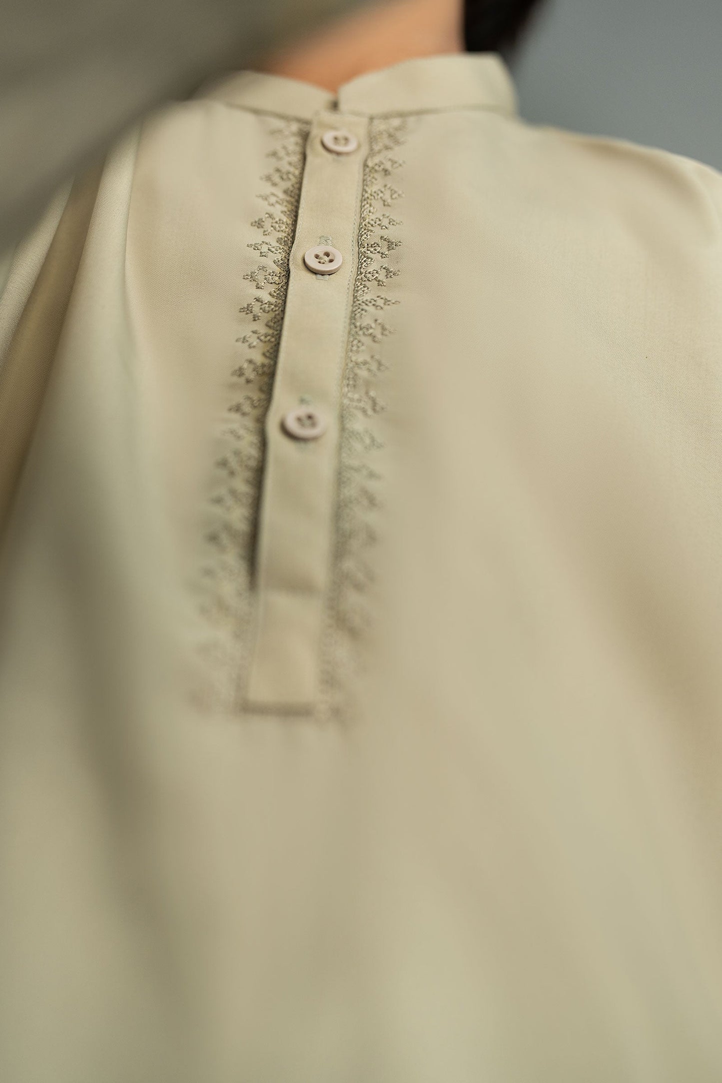 2 Piece Embroidered Blended Suit