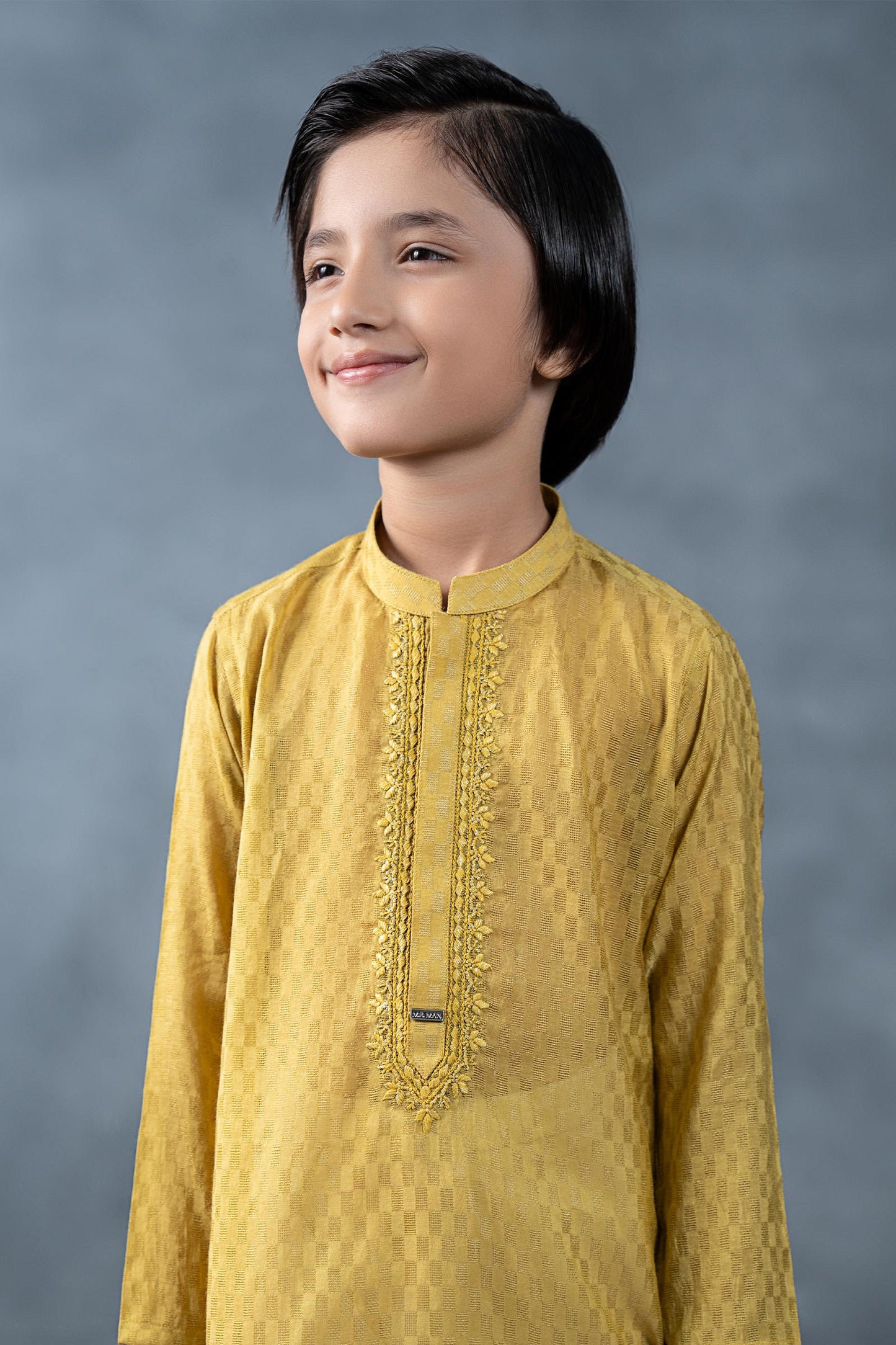 Hand-Embroidered Cotton Jacquard Kurta
