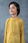 Hand-Embroidered Cotton Jacquard Kurta