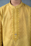 Hand-Embroidered Cotton Jacquard Kurta