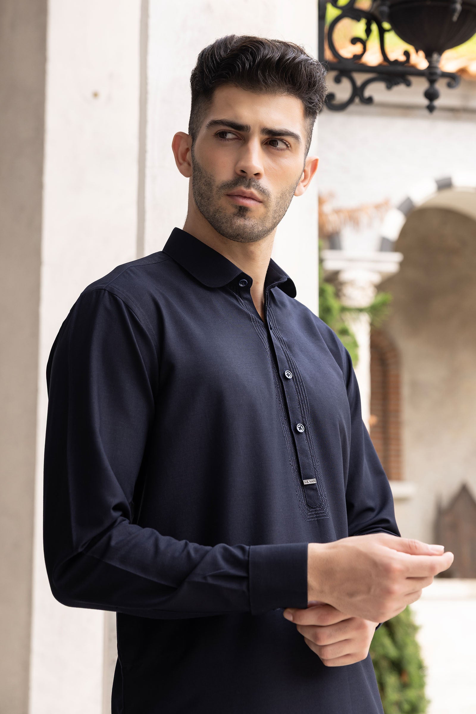 2 Piece Embroidered Blended Suit