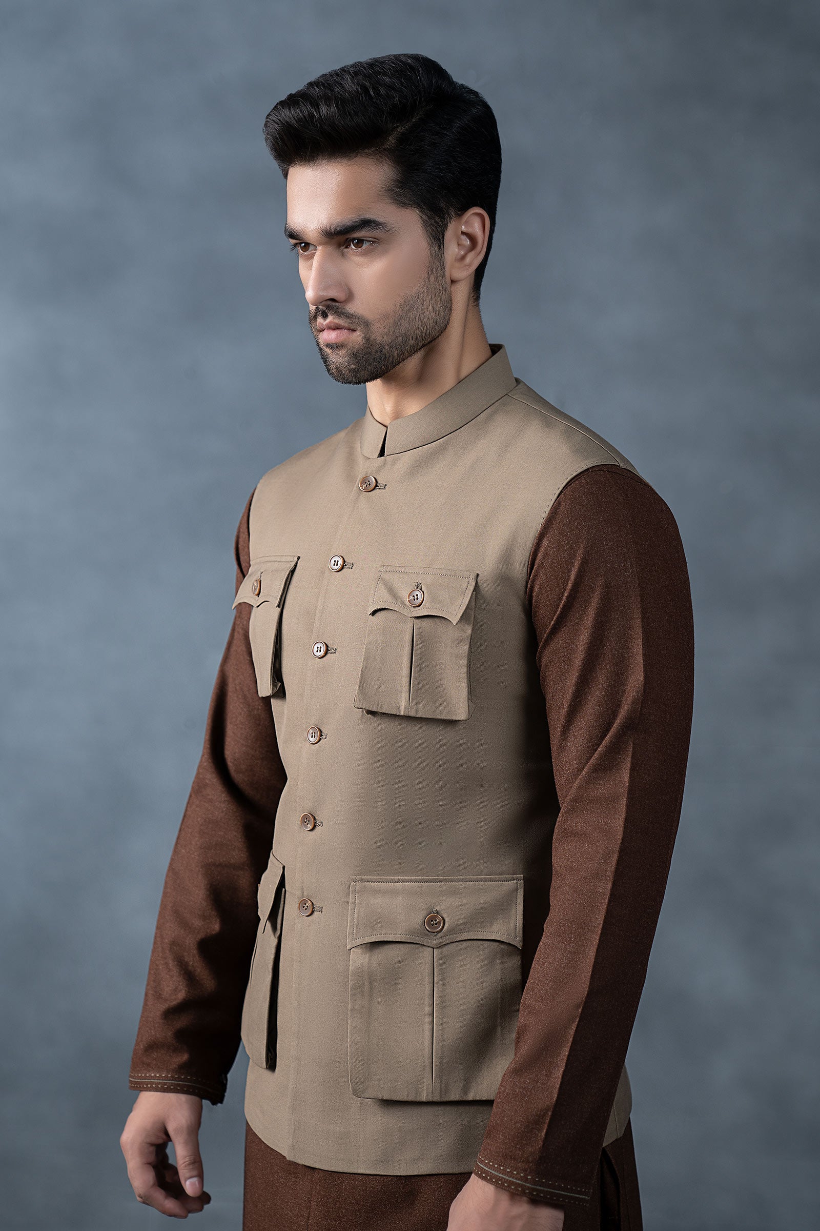 Tropical Khakki Waistcoat