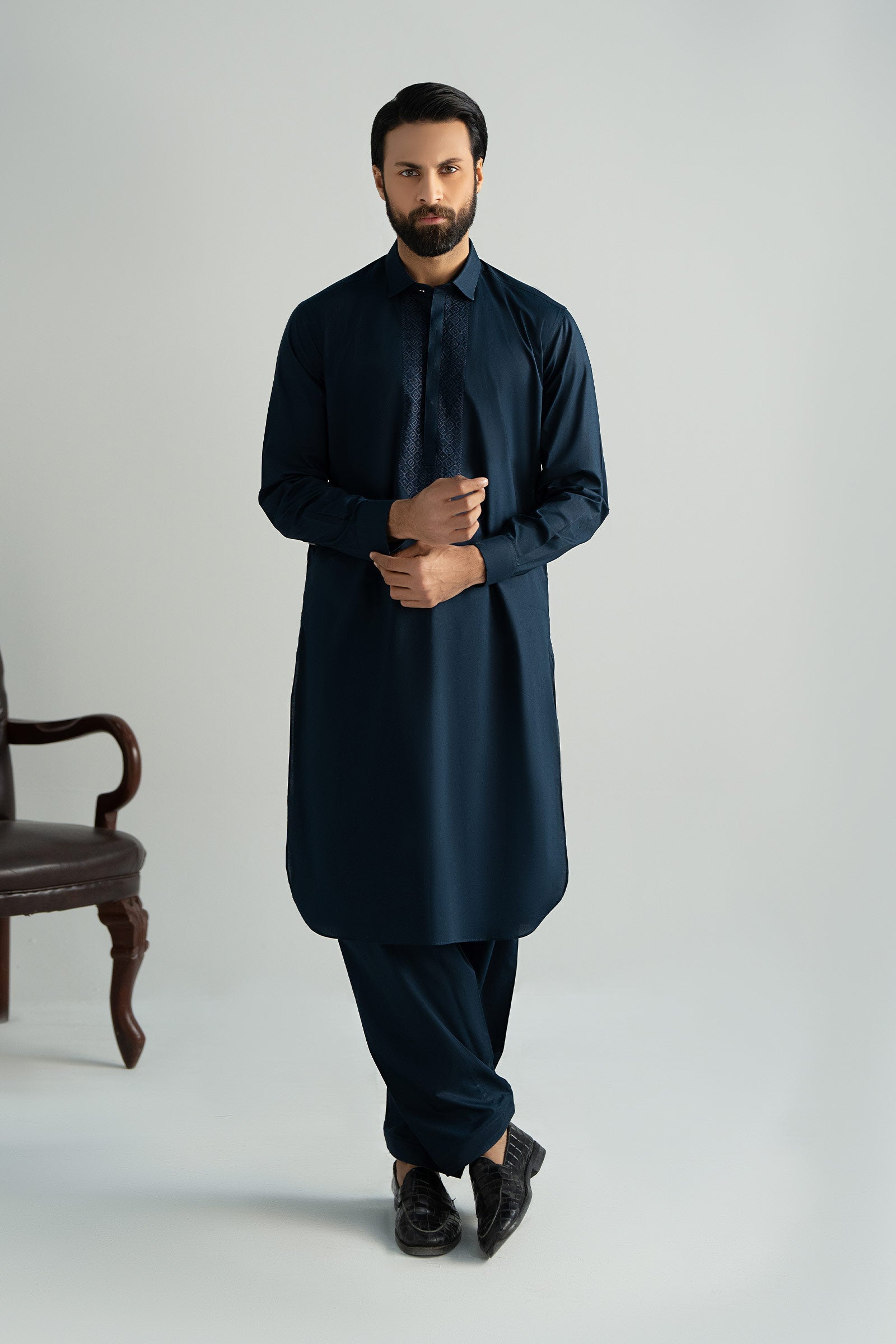 2 Piece Embroidered Cotton Suit