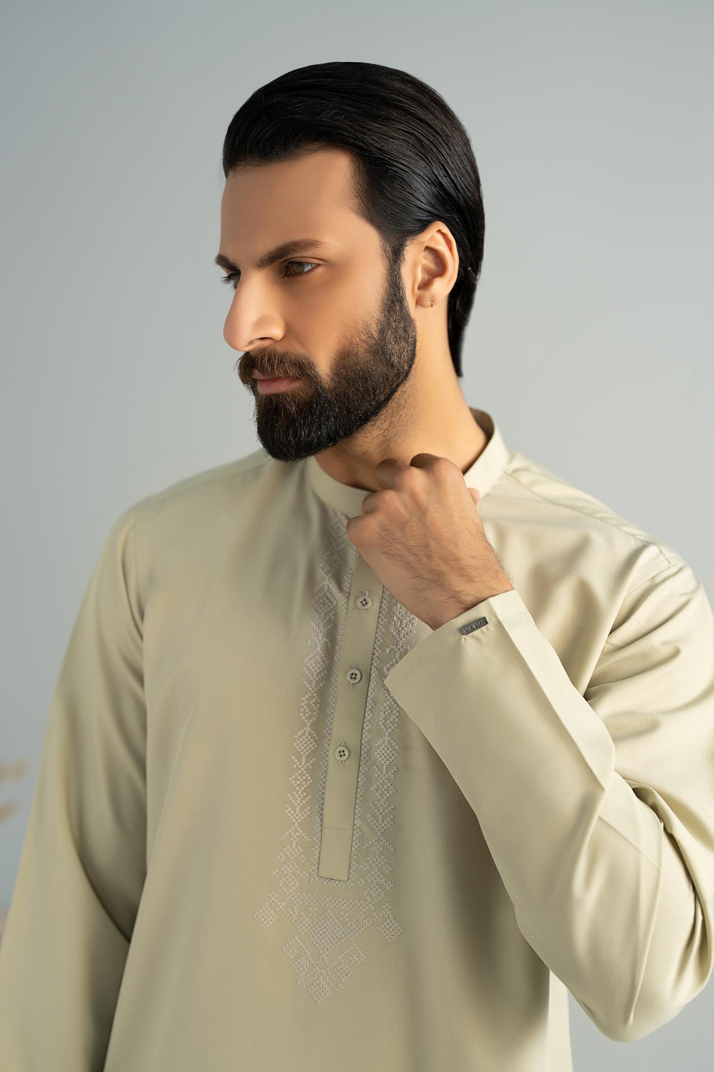 2 Piece Embroidered Blended Suit