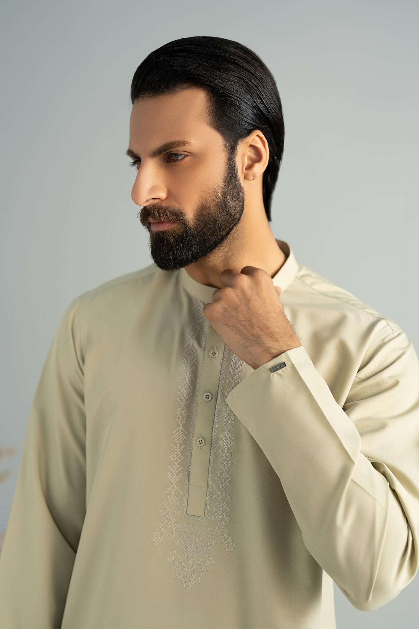 2 Piece Embroidered Blended Suit