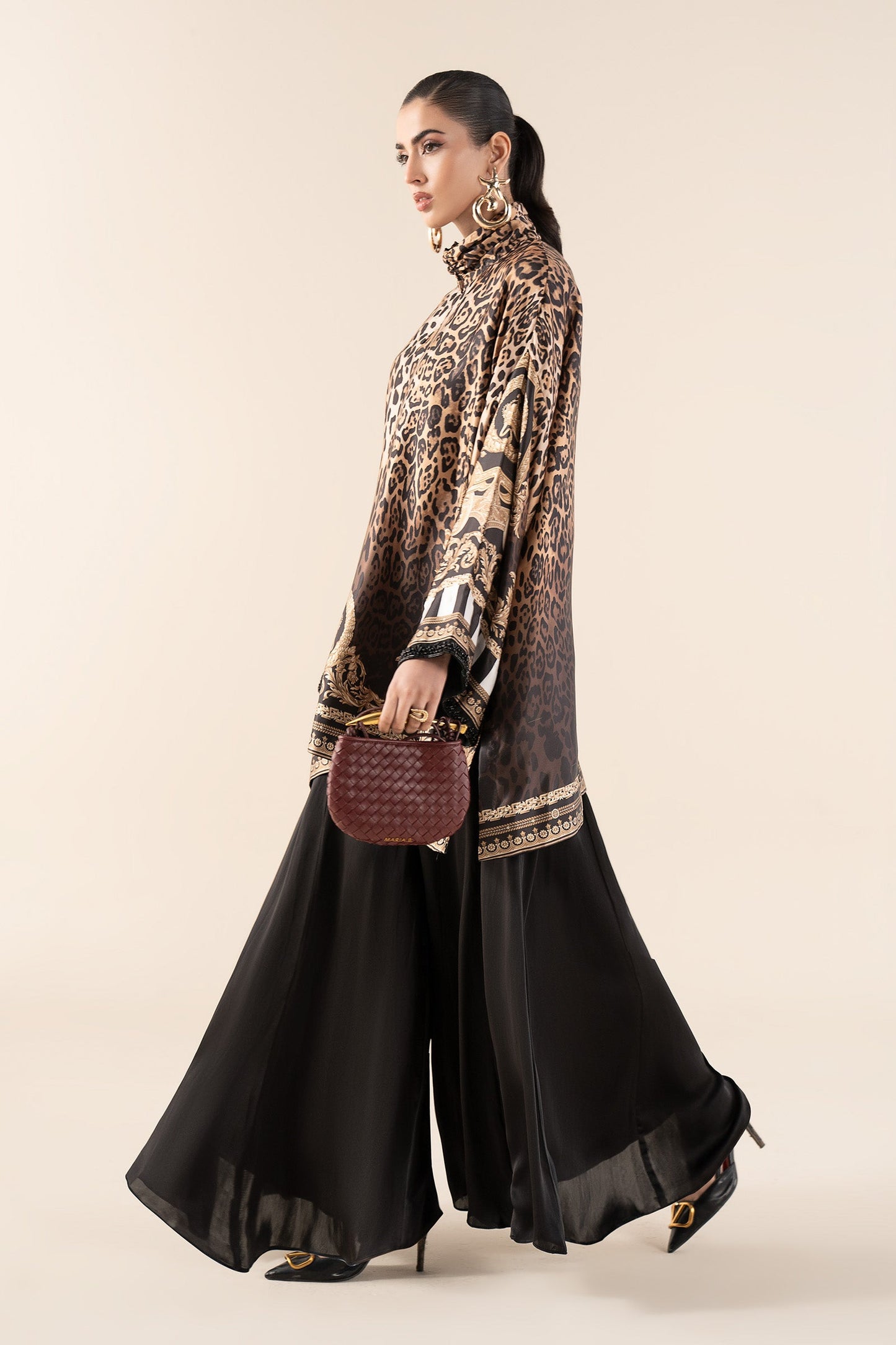 2 Piece Embroidered Satin Silk Suit