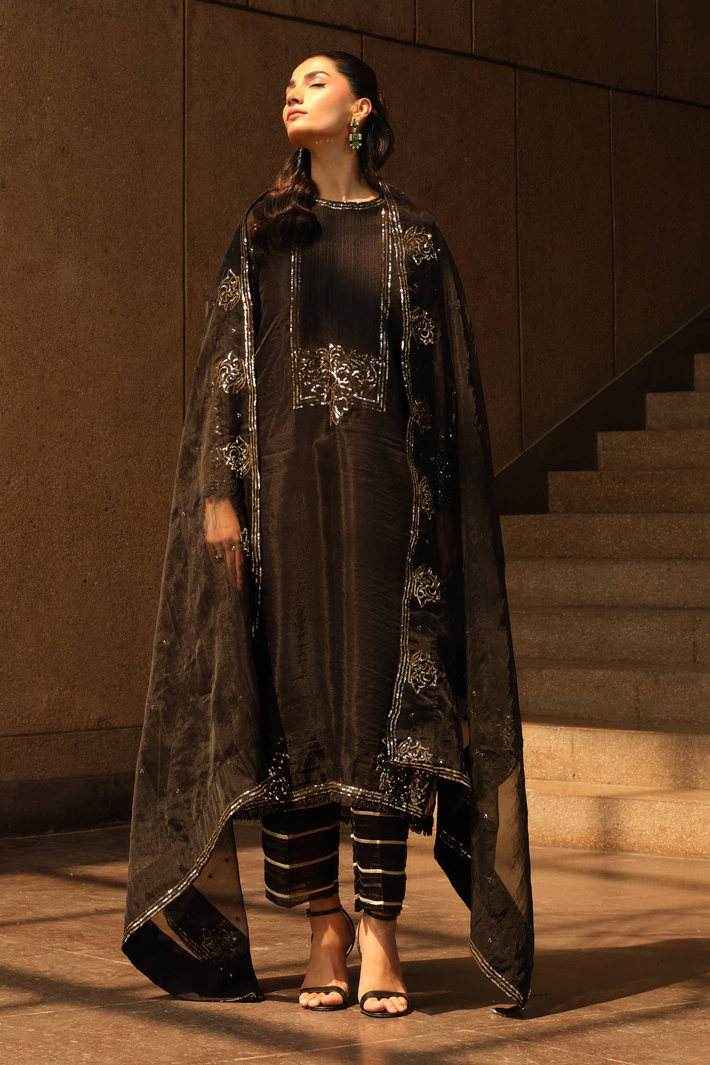 3 Piece Embroidered Organza Suit