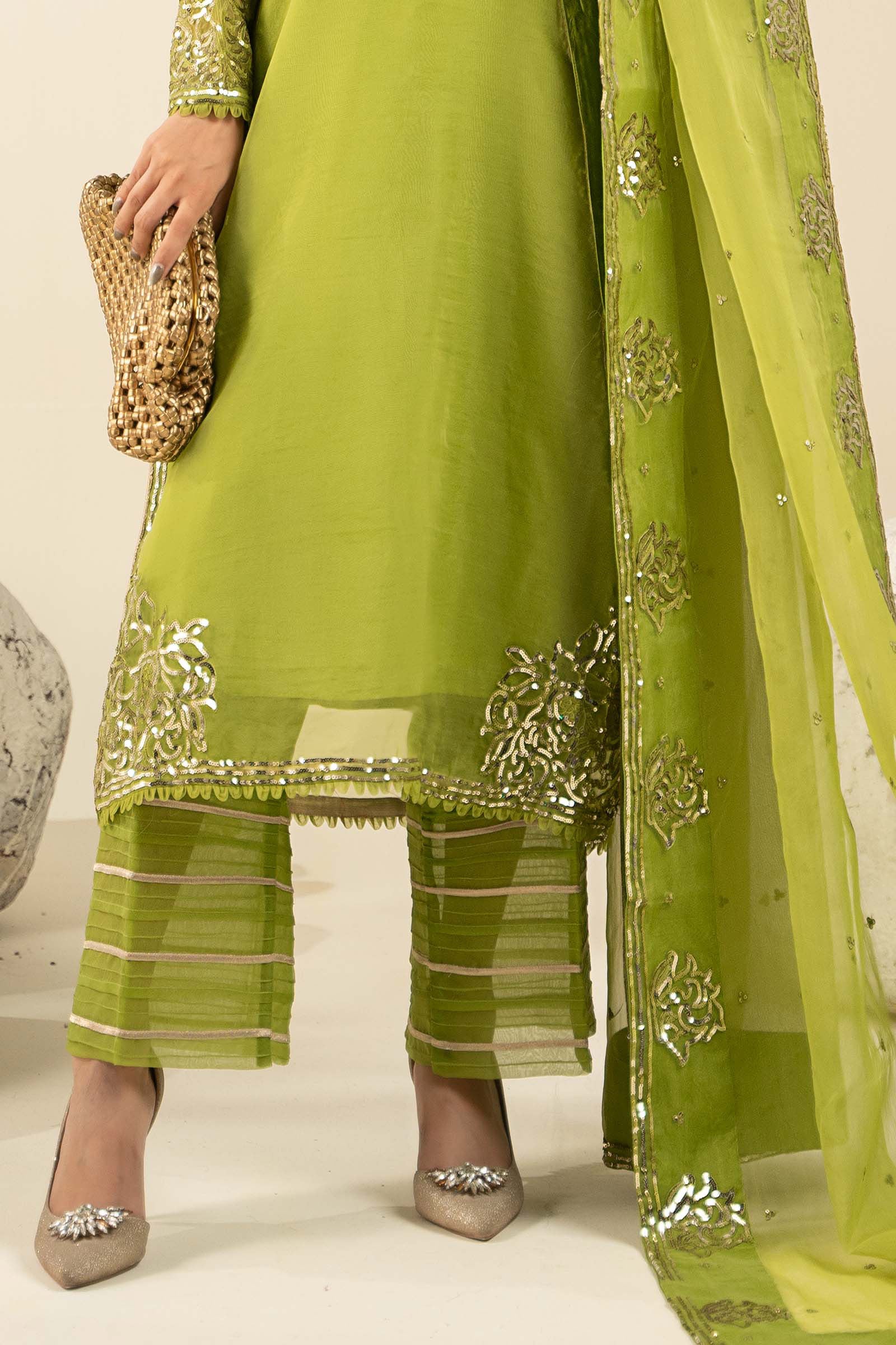 3 Piece Embroidered Organza Suit