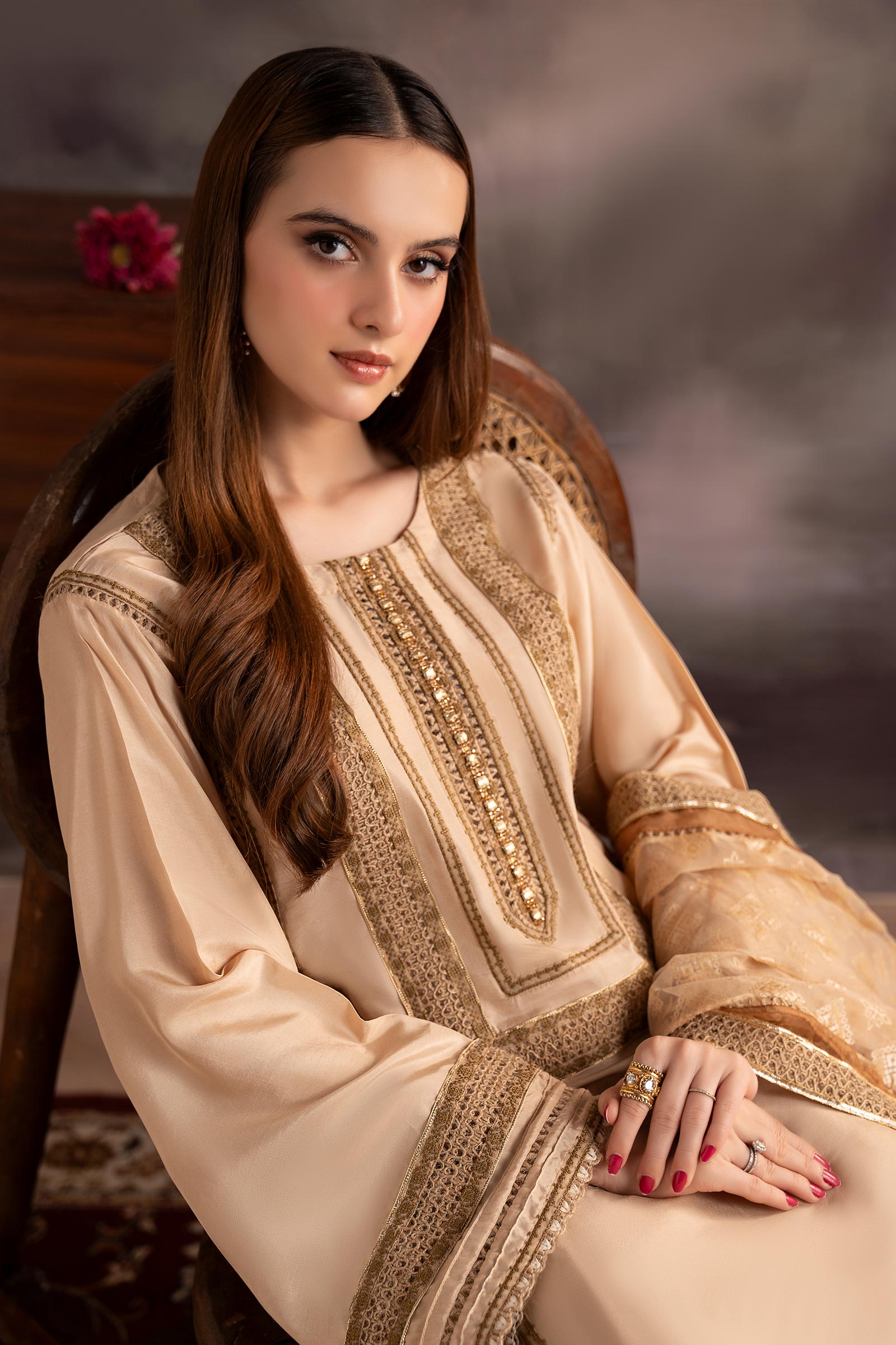 3 Piece Embroidered Tissue Silk Suit