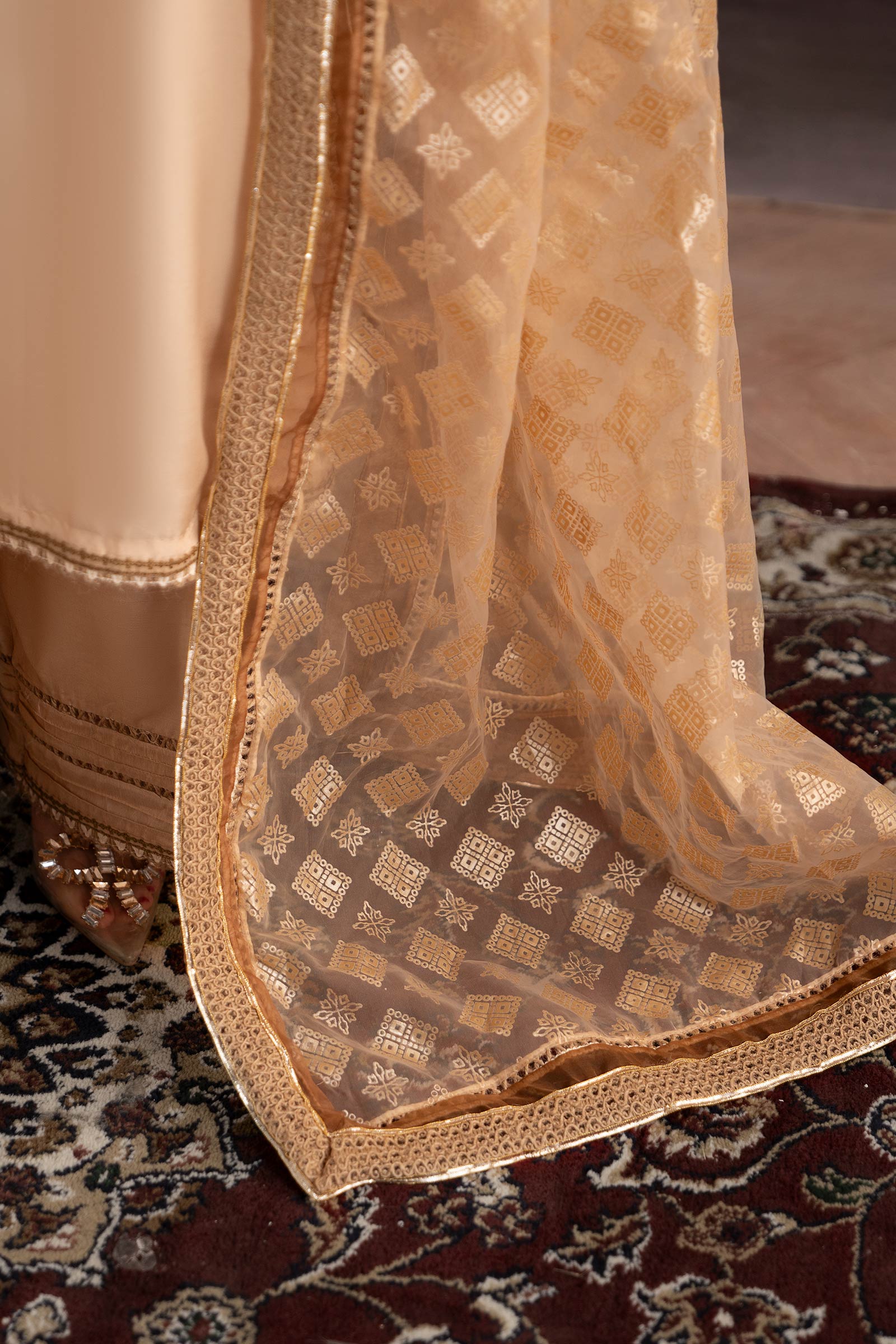 3 Piece Embroidered Tissue Silk Suit