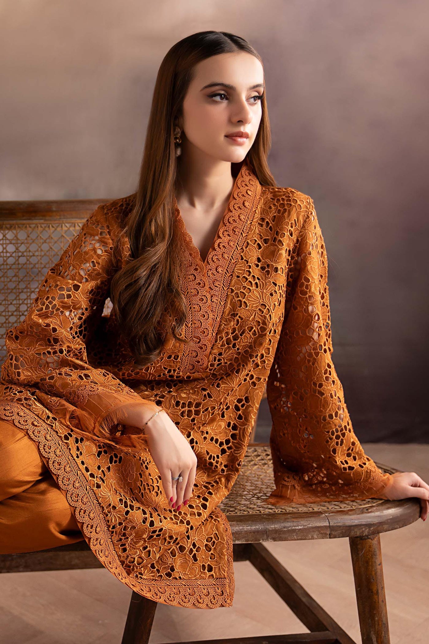 3 Piece Embroidered Tissue Silk Suit