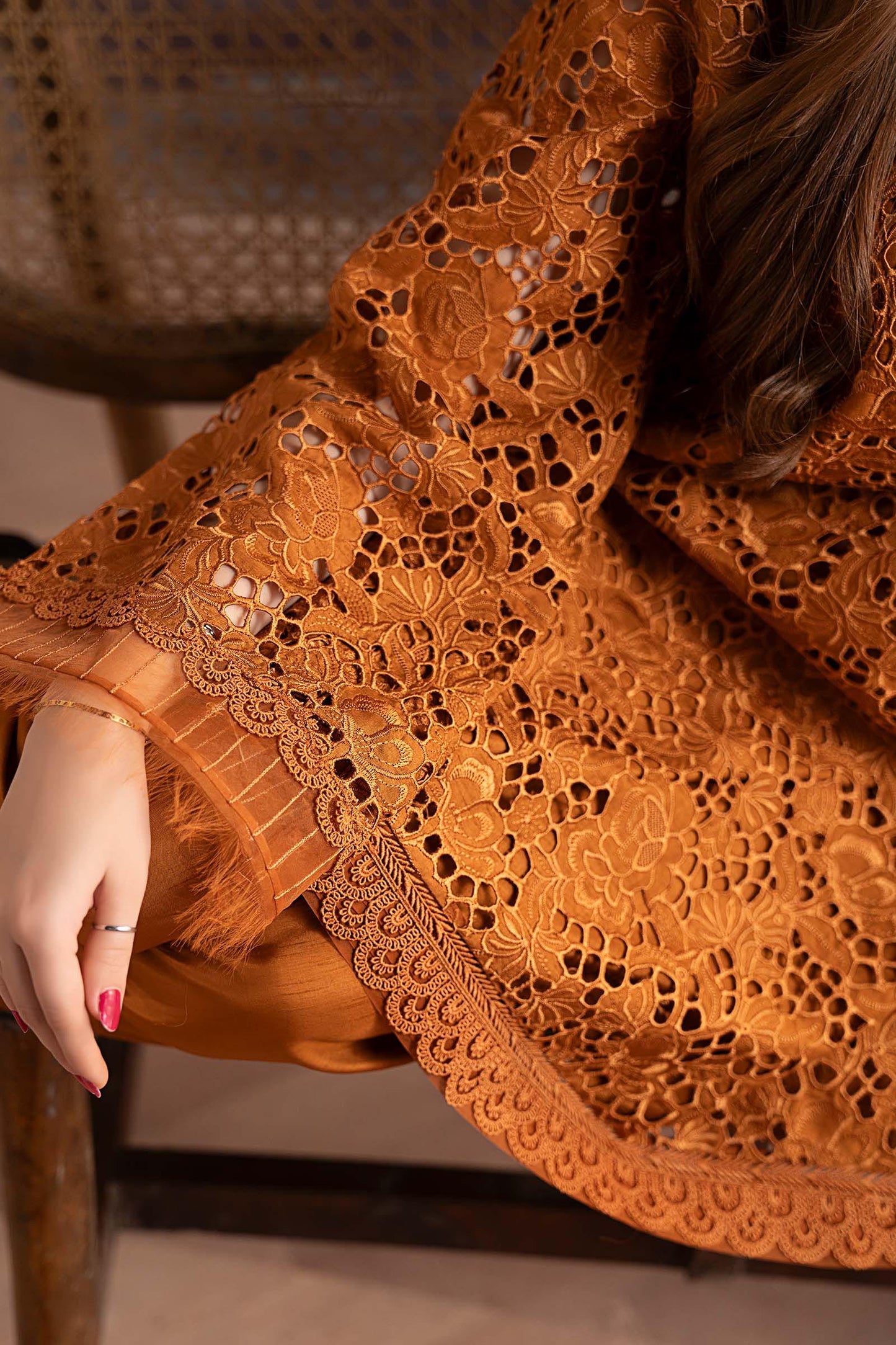 3 Piece Embroidered Bamber Raw Silk Suit