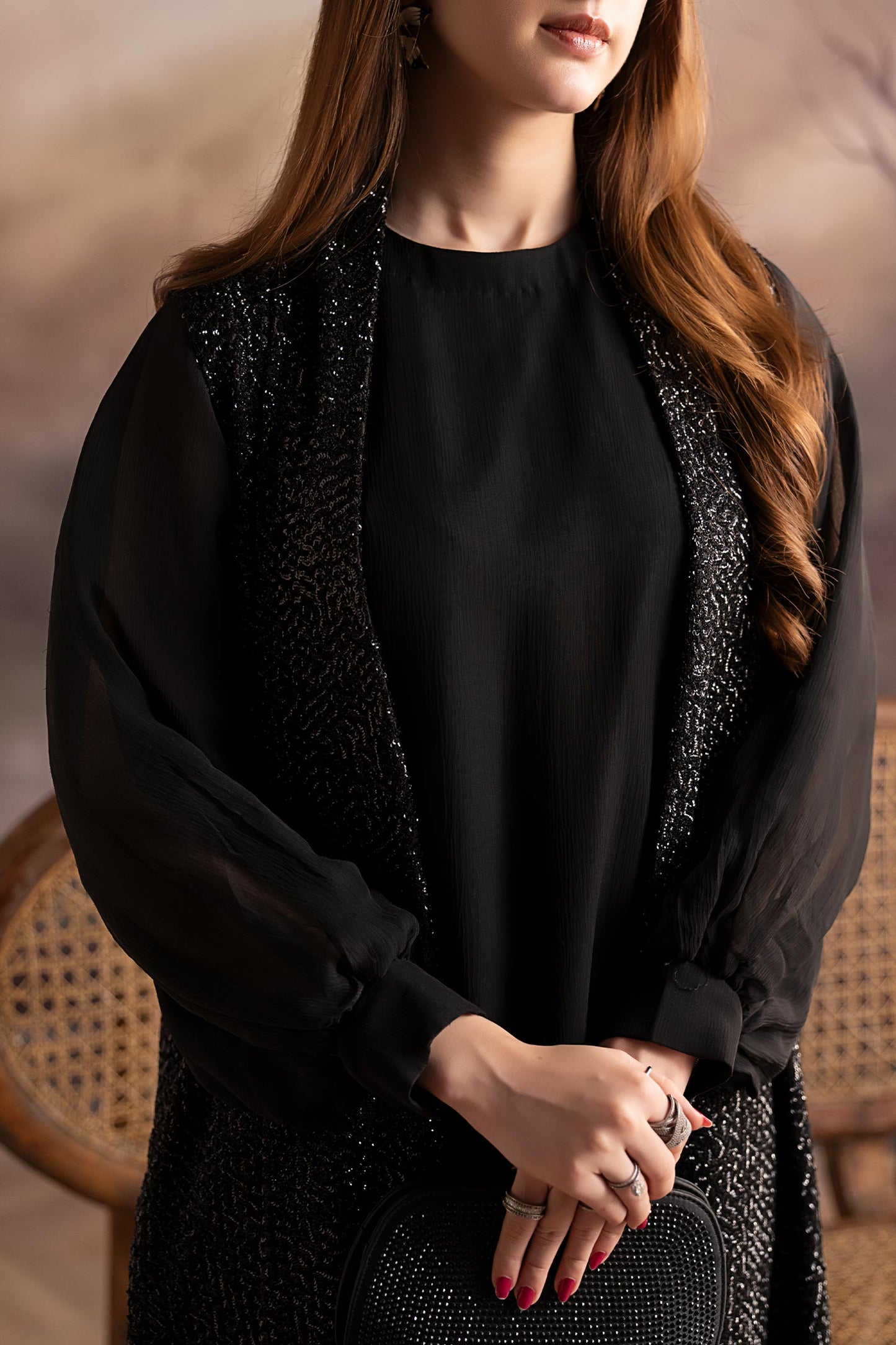 3 Piece Embroidered Raw Silk Suit