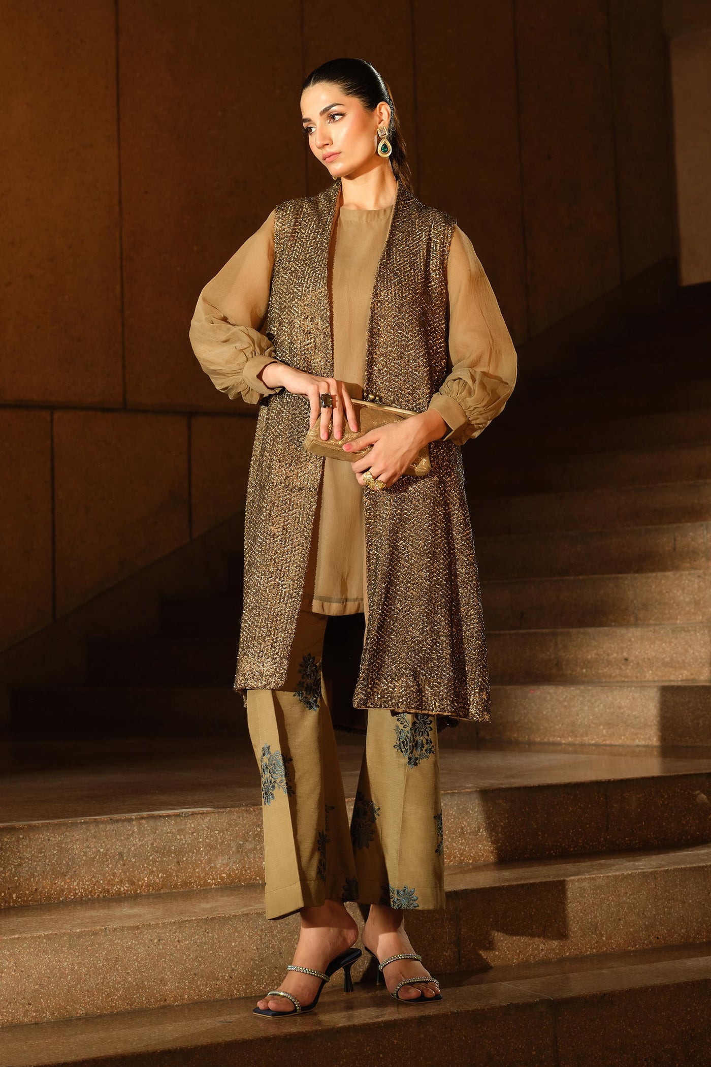 3 Piece Embroidered Chiffon Suit