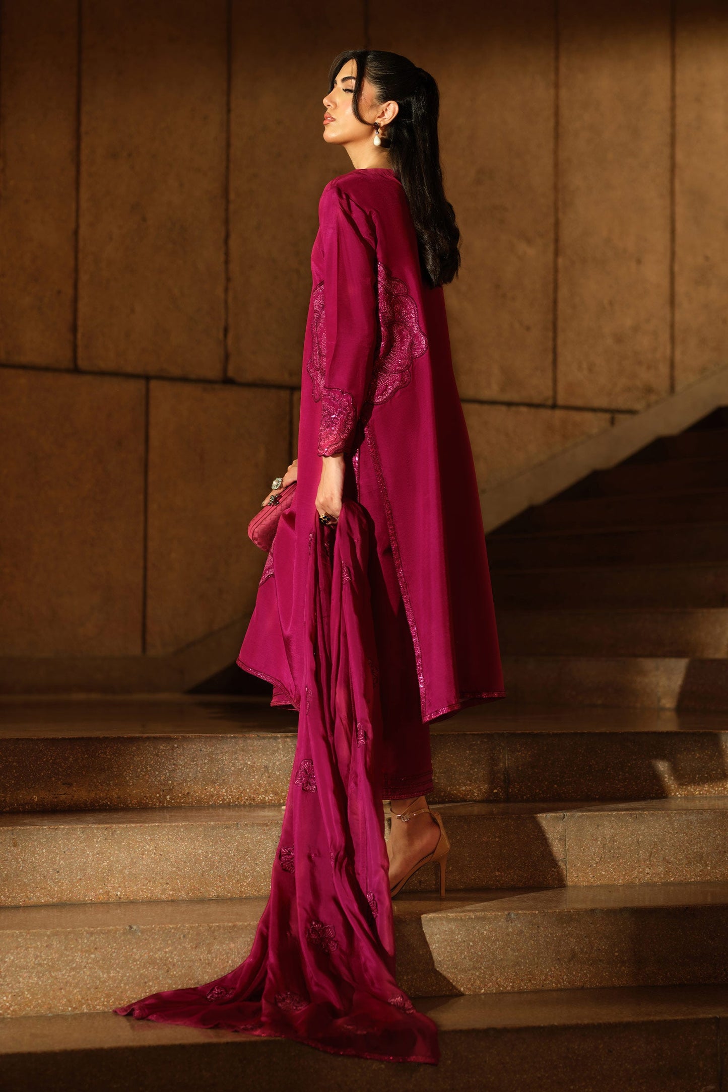 3 Piece Embroidered Tissue Silk Suit