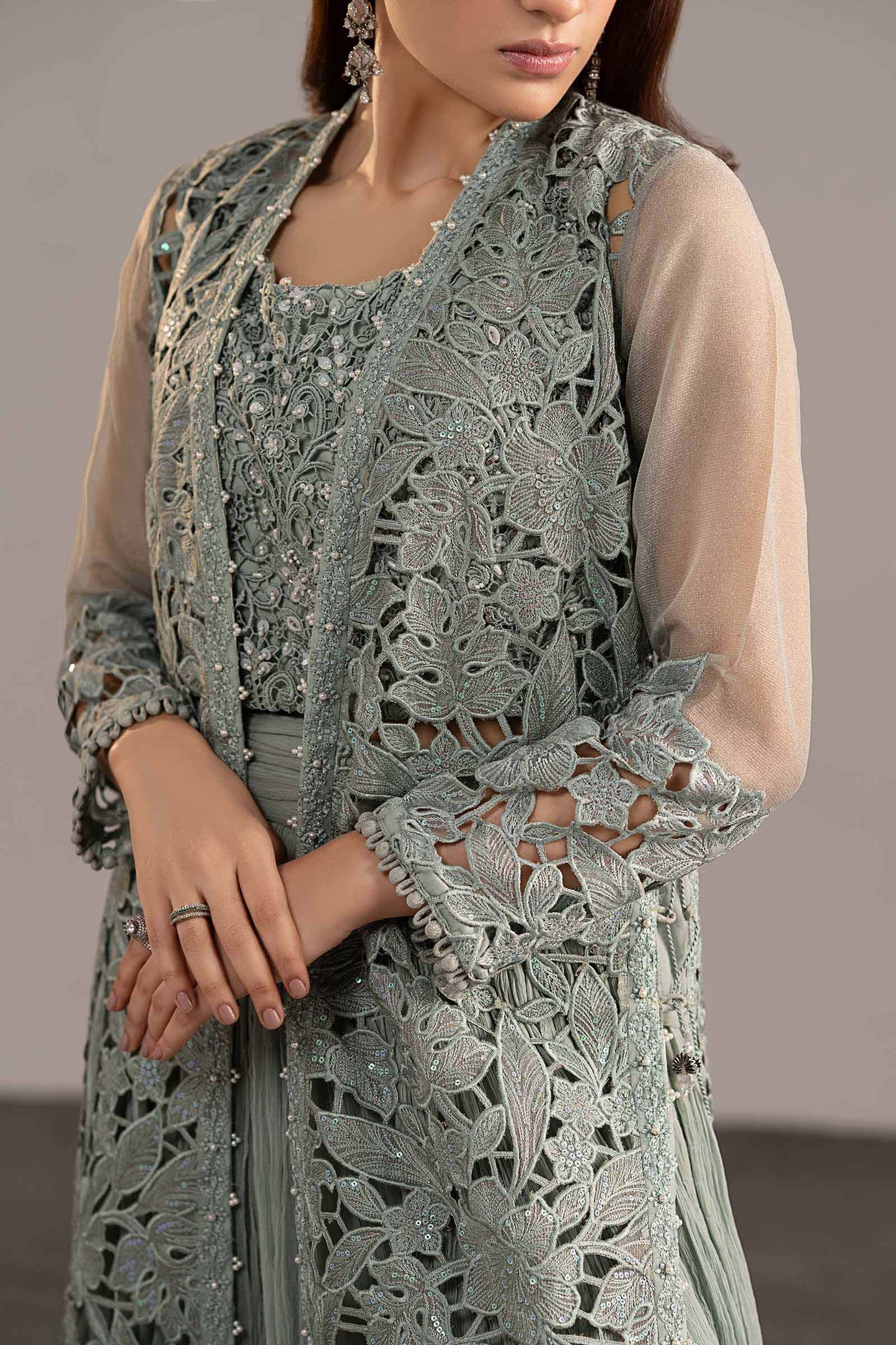 3 Piece Embroidered Zari Organza Suit