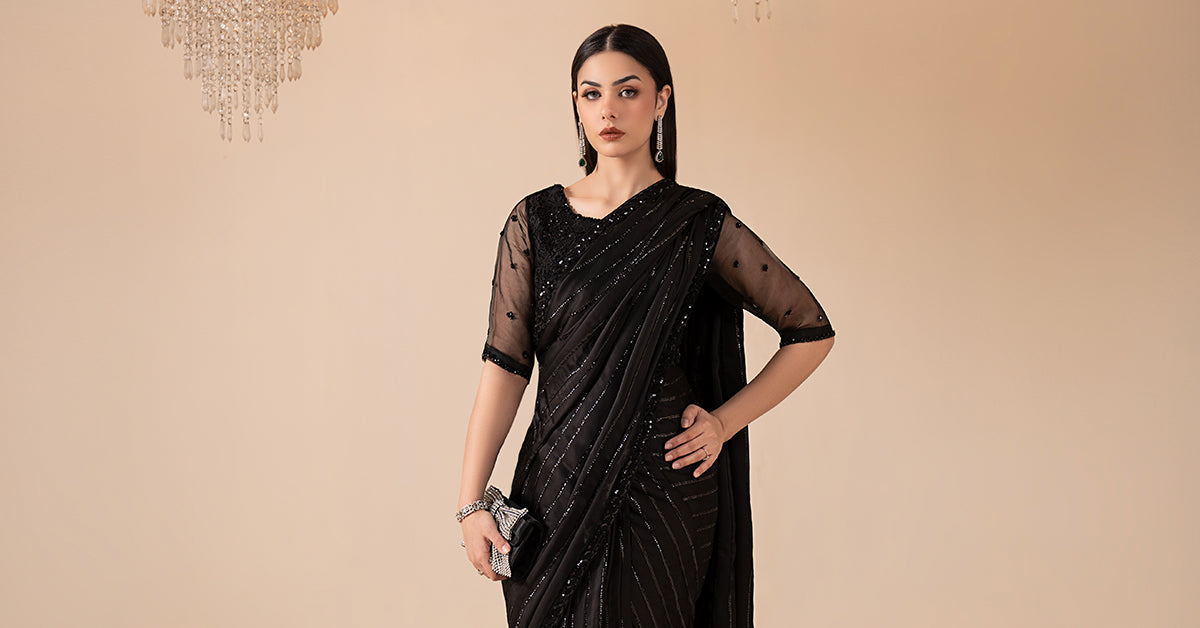 Embroidered Charmeuse Silk Saree