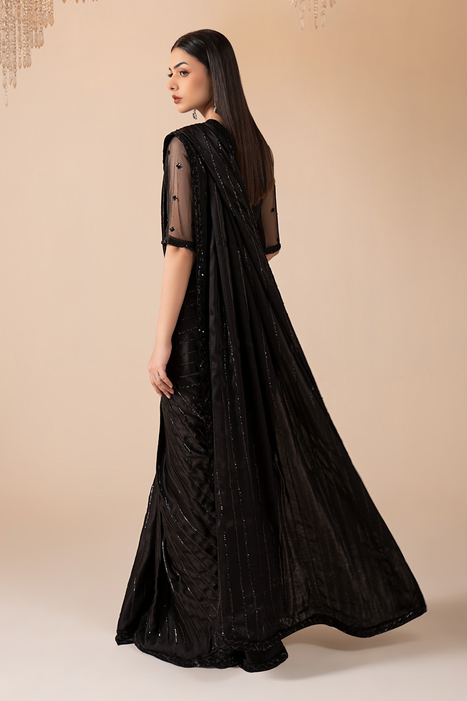 Embroidered Charmeuse Silk Saree