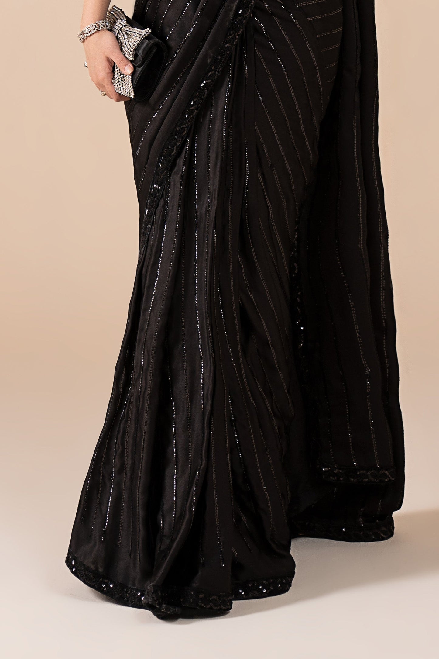 Embroidered Charmeuse Silk Saree