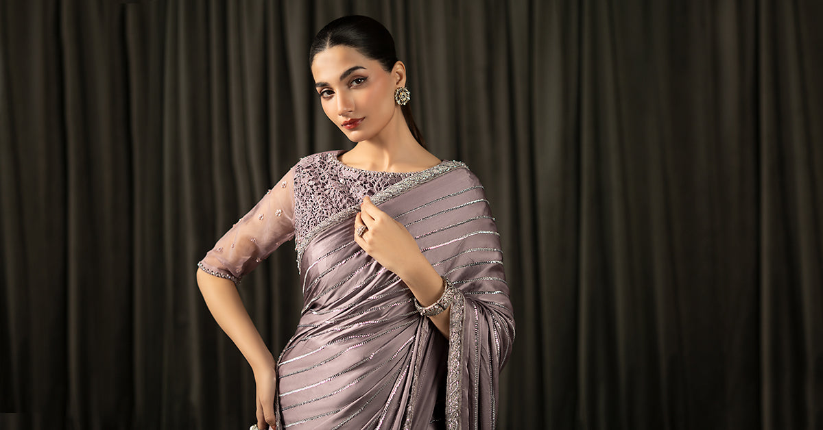 Embroidered Charmeuse Silk Saree